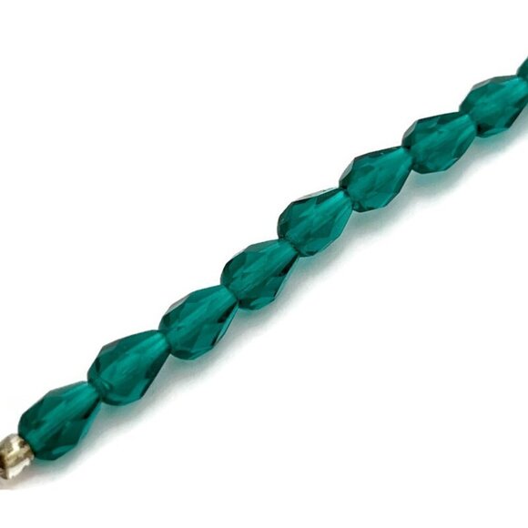 As Low As $2 Emerald Green Faceted Drop Czech Glass Beads 6.6mm x 4.5mm  (15) - Picture 2 of 3